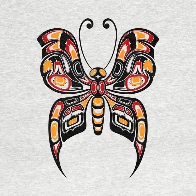 Red, Yellow and Black Haida Spirit Butterfly by jeffbartels